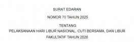 SE BUPATI GUNUNGKIDUL LIBUR NASIONAL DAN CUTI BERSAMA 2026